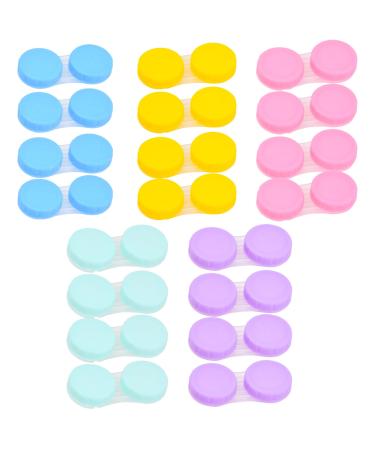Volumoon 20PCs contact lens container set colored contact lens container protective cover to contact lenses exhaustive travel contact lens tanks travel contact lenses set for at home and travel