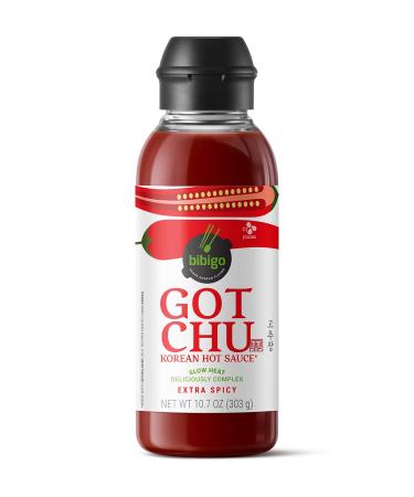bibigo GOTCHU - Extra Spicy Korean Hot Sauce, Made with Gochujang Fermented pepper paste, Low Heat Sweet-Spicy-Savory-Earthy Flavor 10.7 Oz Squeeze Bottle GOTCHU Xtra Spicy