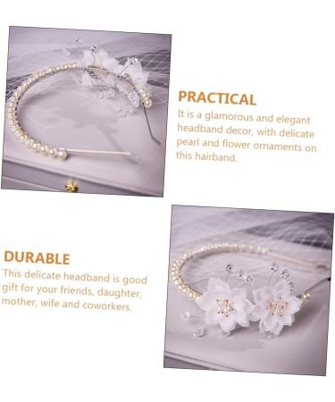Didiseaon Pearl Flower Headband Wedding Hair Accessory Women Headband Flower Hair Ornament Flower Head Band Head Band for Bride Delicate Pearls Headband Bride Headband Wedding Decor - Buy Online on GoSupps.com