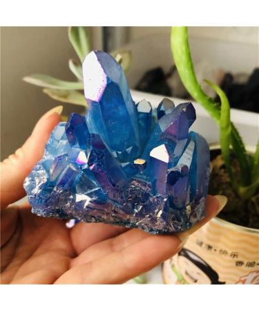 Home Decor Blue Aura Crystal Cluster Quartz Titanium Aura Flower Natural Stones and Minerals Stone Decoration for Home Gifts Natural Crystal Draw yuebang JIZTGEDM (Size : 120-150g)