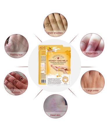 4 Pairs Moisturizing Peeling Hand Mask with Honey & Milk - Natural Plant Extracts Collagen Brightening & Anti-Aging Repair (Honey & Lavender) - Buy Online on GoSupps.com