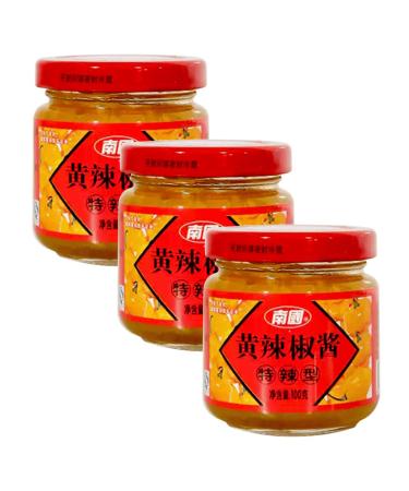 Nanguo Spicy Yellow Pepper Chilli Sauce Extra Hot 100g (Pack of 3)