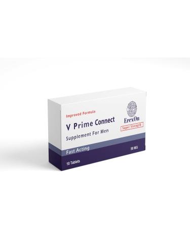 Erexon - V Prime Connect 10 Tablets - 50mg Herbal Supplement for Men - Strong Effect - Performance & Enhancement Tablets for Men - Cordyceps Sinensis Ashwagandha Korean Ginseng Maca Root Zinc - Buy Online on GoSupps.com