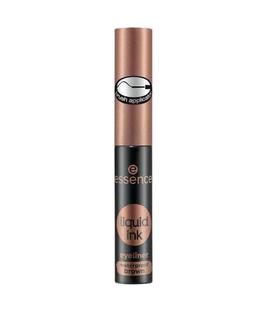Essence Cosmetics Liquid Ink Eyeliner Waterproof Brown Eye Liner brush applianator waterproof no.02 Ash Brown brown defined long -lasting color -intensive waterproof vegan without perfume (3ml)
