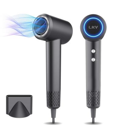 LKV Hair Dryer High-Speed Ionic Hairdryer 57dB Low Noise Travel Hairdryers for Women and Men Fast Drying Brushless Motor 200 Million Professional Negative Ionic Hairdryer Hair Dryers & Accessories Gray