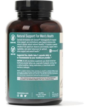 NatureWise Multivitamin for Men + Stress Support + Fulvic Ionic Minerals + Probiotics for Immunity Male Health Digestion + Whole Organic Foods - Vegetarian Non-GMO - 60 Capsules 1-Month Supply  - Buy Online on GoSupps.com