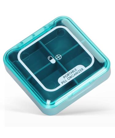 Naturetouch Pill Organizer 4 Times a Day Portable Pill Box Daily Pill Case for Women and Men Holding Vitamin Medicine Supplements Blue