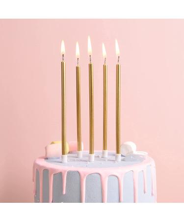 24-Count Gold Long Thin Metallic Birthday Candles for Cake Parties & Weddings - Buy Online on GoSupps.com