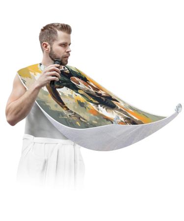 Sports Soccer Ball Beard Bib Apron Beard Hair Catcher for Men Shaving Fathers Day Anniversary Christmas Gifts for Dad Husband Beard Bib with 2 Suction Cups