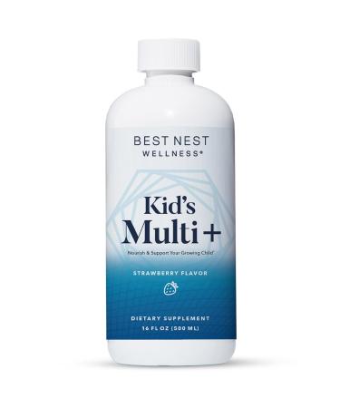 Daily Bird Multi+ for Kids, Liquid Multivitamin, Methylfolate (Folic Acid), Methylcobalamin, Natural Whole Food Blend, Prebiotics, Immune Support Vitamins, Non-GMO, Gluten Free, Strawberry, 16 oz Strawberry 16 Fl Oz - Buy Online on GoSupps.com