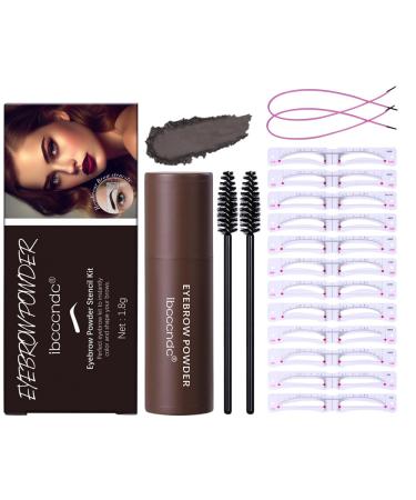 Eyebrow Stamp Eyebrow Stamp Stencil kit One Step Brow Stamp Shaping Kit 12 Reusable Eyebrow Template With Strap 2 Eyebrow Pen Brushes (DARK BROWN)