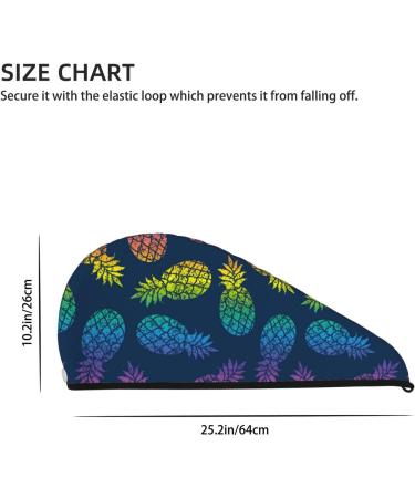 Hair Towel Wrap - Quick Drying Turban with Button | Retro Bright Pineapple Design - Buy Online on GoSupps.com