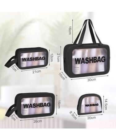 5PCS Clear Toiletry Bag Set - Waterproof Travel Makeup Bags with Zipper Handle, Portable and TSA Approved for Men and Women (Black) - Buy Online on GoSupps.com
