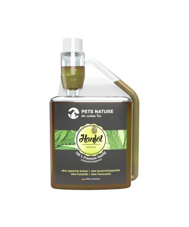 Pets Nature hemp oil for dogs and cats- pure premium hemp oil with omega-3 and 6 fatty acids- 100% natural gently cold pressed made in Germany (500 ml) 500 ml of hemp oil