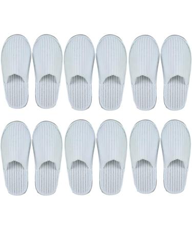 6 Pairs Disposable White Closed Toe Slippers - Fluffy Coral Fleece Spa & Hotel Guest Slippers for Home Travel - Buy Online on GoSupps.com