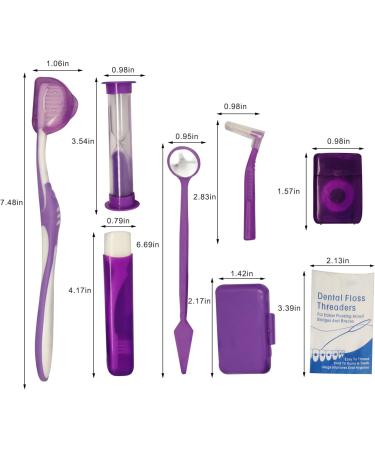 Portable Orthodontic Care Kit for Braces - Dental Travel Kit with Interdental Brush, Wax, Floss - Purple (8 Pcs) - Buy Online on GoSupps.com