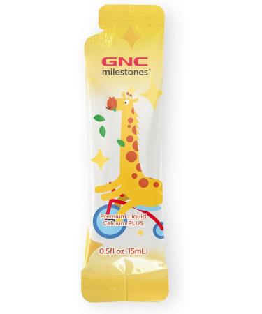 GNC Milestones Kids Premium Liquid Calcium+ Supplement Supports Healthy Growth & Development Strong Bones & Teeth for Kids 3 & Above Elderberry Flavor 30 Count - Buy Online on GoSupps.com