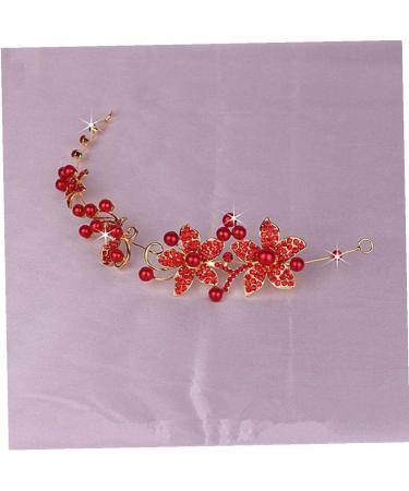 Wedding Hair Accessories Clips RoMaletic Crystal Pearl flower Bridal hairpin tiara crown bridal hair Jewelry Pins red hair - Buy Online on GoSupps.com