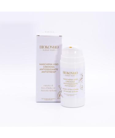 BIOKOSMO - italian roots - MASCHERA VISO CREMOSA ANTIOSSIDANTE ANTISTRESS. Estratto di Fico dIndia ed Avocado siciliano. 100 ml
