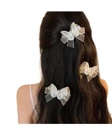 hgnxa Butterfly Hair Clip Women Butterfly Barrettes Butterfly Hairpin w Hair Clip w Barrettes wknot Side Clip Bangs Clip White