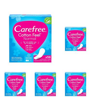 Carefree slip performances cotton feel normal with fresh fragrance (48 pieces) 100% breathable give a feeling of comfort dryness and freshness size normal (pack with 5) 56 pieces (5 pack)