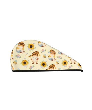 Watercolor Bee Honey Honeycomb Bee Microfiber Hair Towel Soft Super Absorbent Hair Towel Wrap for Women Coral Velvet Quick Dry Hair Cap for Long Curly and Thick Hair