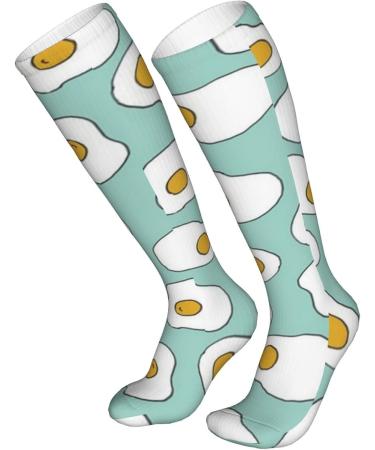 Egg Print Compression Socks for Men & Women - 15-20 mmHg Support for Running & Cycling | Perfect for Breakfast Lovers! - Buy Online on GoSupps.com