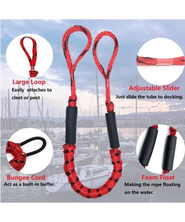 4 Pack Black&Red Bungee Dock Lines - Shock Absorb Dock Tie for Boat, PWC, Jet ski, Pontoon, Kayak, Canoe - 4-5.5 ft Mooring Rope - Watercraft Accessories - Buy Online on GoSupps.com