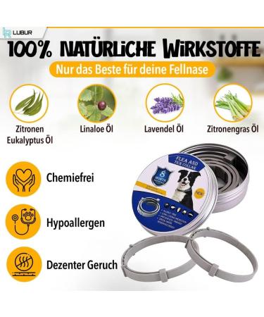 Lubur Flea and Tick Collar for Dogs & Cats - Natural 8-Month Protection | Effective Against Ticks & Fleas (Black) - Buy Online on GoSupps.com