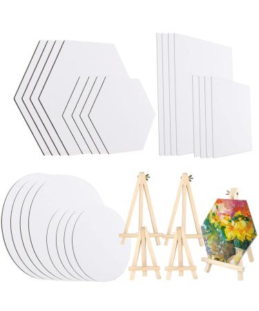 8pcs 4 Sizes Wood Canvas Panel Unfinished Blank Wood Boards Wooden Cradled  Gallery Wall Canvases for Painting Color Pouring Burning Encaustic Art Crafts  Paint Wood Hangers with Invisible Hanging Nails 4-10 inch