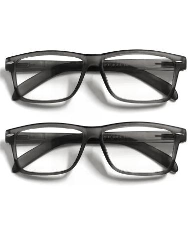 TWINKLE TWINKLE Reading Glasses Men Women Readers Glasses Comfort Spring Hinge Lightweight Eyeglasses for Reading R141 (2 Pairs Matte Grey 3.50 Magnification) 2 Pairs Matte Grey +3.50 / +350