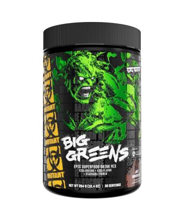 Mutant Big Greens | Green Supplement | Over 40 superfoods Land & Sea Greens Reds Antioxidants phytonutrients 1000mg spirulina Pre & Probiotic Blend | 30 Serving Just Chocolate Chocolate 8.68 Ounce (Pack of 1)