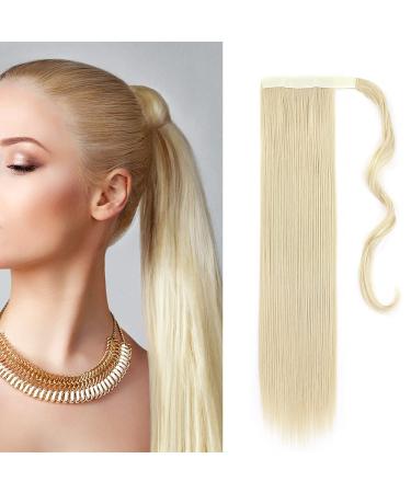Ponytail clip in ponytail braid extension hair parts hair extension hair piece smooth like real hair 55cm bleached blonde 55 cm bleached blonde
