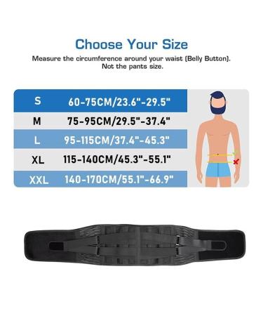 Men's Lumbar Spine Pain Relief Belt - Breathable Waist Support for Weight Lifting | XXL & Black Sizes Available - Buy Online on GoSupps.com