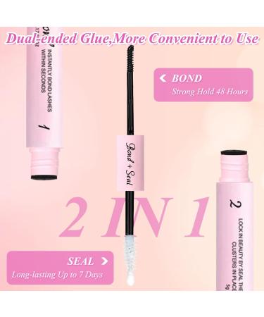Lash Bond and Seal Cluster Eyelash Lashes Glue for Individual DIY Eyelash Extensions Lasting Strong Hold Waterproof 2 in 1 Mascara Eyelash Extension Glue pink - Buy Online on GoSupps.com