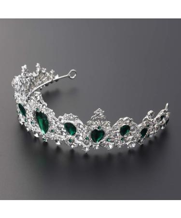 Lurrose Baroque Crystal Tiara - Vintage Rhinestone Wedding Crown Headpiece for Brides | Red Silver Green Hair Accessories - Buy Online on GoSupps.com
