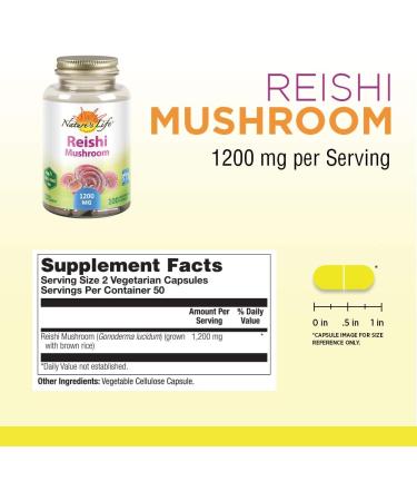 Nature's Herbs Reishi Mushroom 1200 mg - 100 Vegetarian Capsules for Immunity & Wellness - Buy Online on GoSupps.com