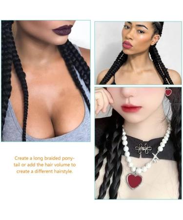 Ipetboom Braids 1pc Long Ponytail Extension Braided Ponytail Extension Braid Extensions Long Braided Ponytail Synthetic Hair Piece Ponytails Black1 - Buy Online on GoSupps.com