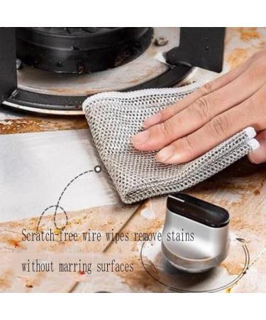5Pcs Multipurpose Wire Dishwashing Rags for Wet and Dry Double Layer Non-Scratch Scrubbing Wire Dishwashing Rags Reusable Wire Dishwashing Rag Dish Towels for Counters Stove Tops Easy Rinsing - Buy Online on GoSupps.com
