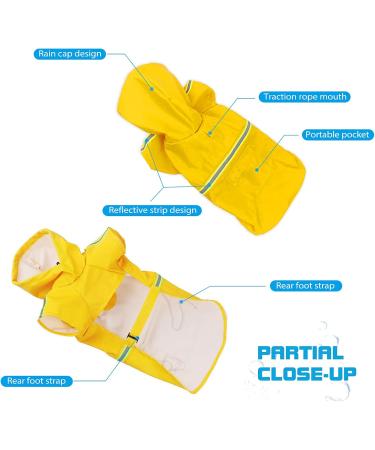 Petcute Waterproof Dog Raincoat - Windproof Reflective Adjustable Jacket for Small to Large Dogs (L Yellow) - Buy Online on GoSupps.com