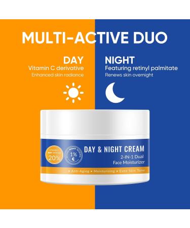 YAFUSIPE Day & Night Facial Moisturizer 20% Vitamin C Cream and 1% Retinol Cream for Face Daily Face Moisturizer for Women Men 2 in 1 Hydrating Facial Lotion for Anti aging Wrinkle Even Skin Tone - Buy Online on GoSupps.com
