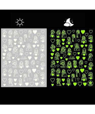 Nail Art Decoration Slider DIY Nails Decals Face Abtract Luminous 3D Nail Sticker Flower Design(CY-039)