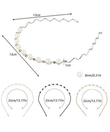 Powmag Set of 3 Wedding Party Faux Pearls Rhinestone Headband - Elegant Bridal Hair Accessories for Weddings Parties & Valentine's Gifts - Buy Online on GoSupps.com