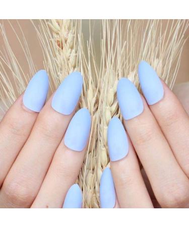 Buy CSCH Long Pointed Matte Light Blue Artificial Nails - 24 Pack for Perfect Nail Art | Trending False Nails Online - Buy Online on GoSupps.com