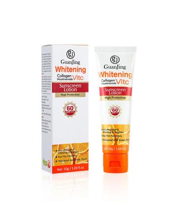 Sunscreen Spf60 Sunscreen Lotion Vitamin C Suncream Sun Block - Outdoor Refreshing UV/UVB Protection Sunscreen Lotion for Face/Body with Collagen & Nicotinamide Face Moisturiser for All Skin Types