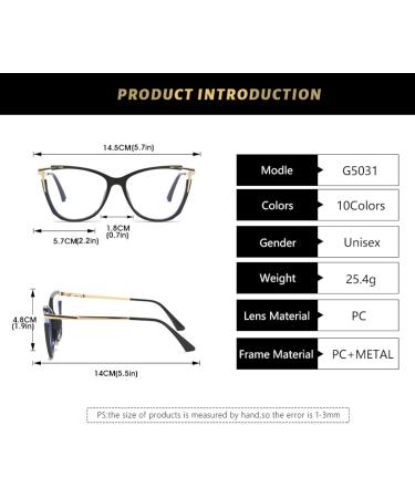 SERONI Tr90 Cateye Blue Light Blocking Glasses | Metal Temples | UV Protection | Stylish Leopard Frames for Men & Women - 57mm - Buy Online on GoSupps.com