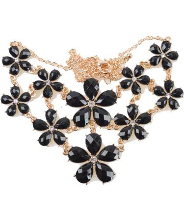 Black Daisy Flower Women's Statement Bib Necklace Earrings Set - Buy Online on GoSupps.com