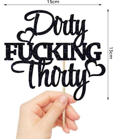 VIKY Glitter 30th Birthday Cake Topper - Dirty Thirty Man & Woman Decoration | Perfect for 30th Birthday Party Decor - Buy Online on GoSupps.com