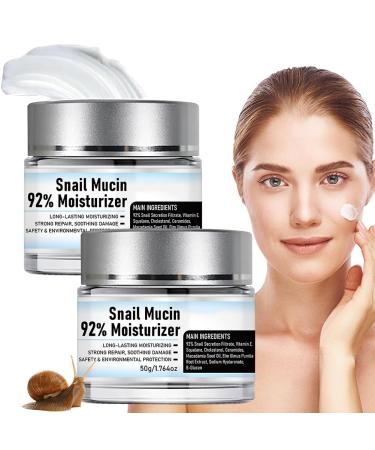 Snail Mucin 92% Moisturizer Daily Face Gel Cream Snail Mucin 92% Repair Cream Hydrating Repair Face Gel Cream for All Skin Types Snail Cream for Face Moisturizer (2 PCS)