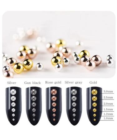 0.6mm Mini Stainless Steel Nail Beads - Gun Grey Rose Gold Caviar DIY Tool for Nail Art Decorations - 6 Sizes - Gold Color - Buy Online on GoSupps.com